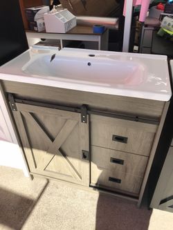 30 in Vanity With Damage Ceramic Sink