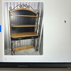 Stylish Black Iron & Wood Baker’s Rack – 3 Shelves + 2 Drawers 