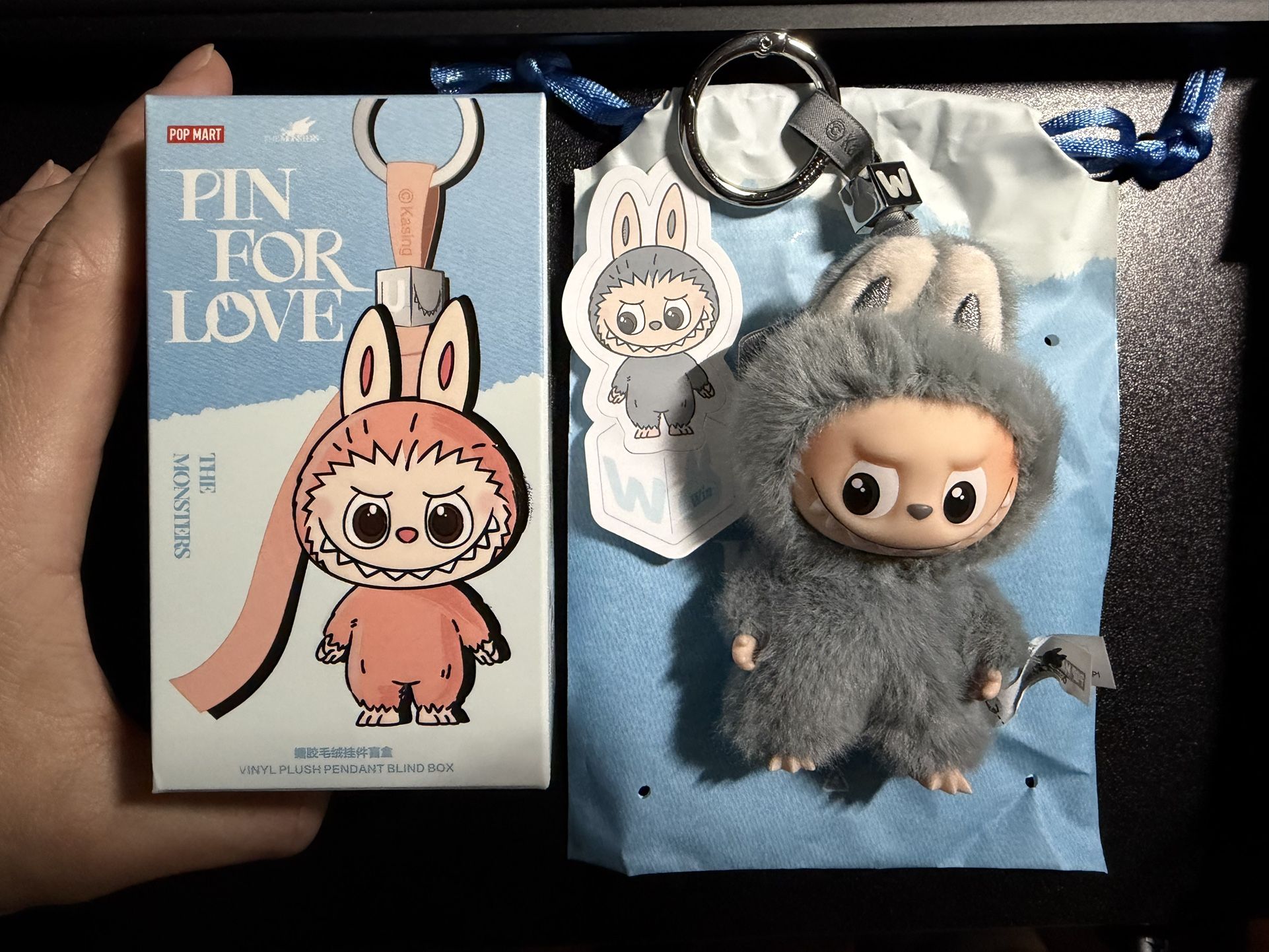 Pop Mart Labubu The Monsters Pin for Love Series "W" Vinyl Plush Pendant