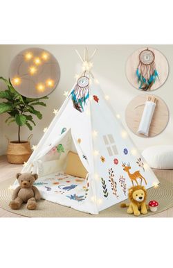 New in box kids teepee play house tent with padded mat