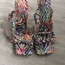 Multi Color Ankle Strap Heels