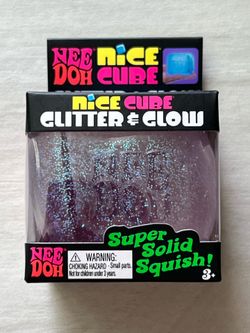 Schylling NeeDoh purple Nice Cube Glitter & Glow Super Solid Squishy Toy Sensory