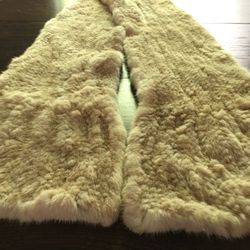 Vintage! Off-white Real Rabbit Fur large scarf / shawl winter wedding dress outfit