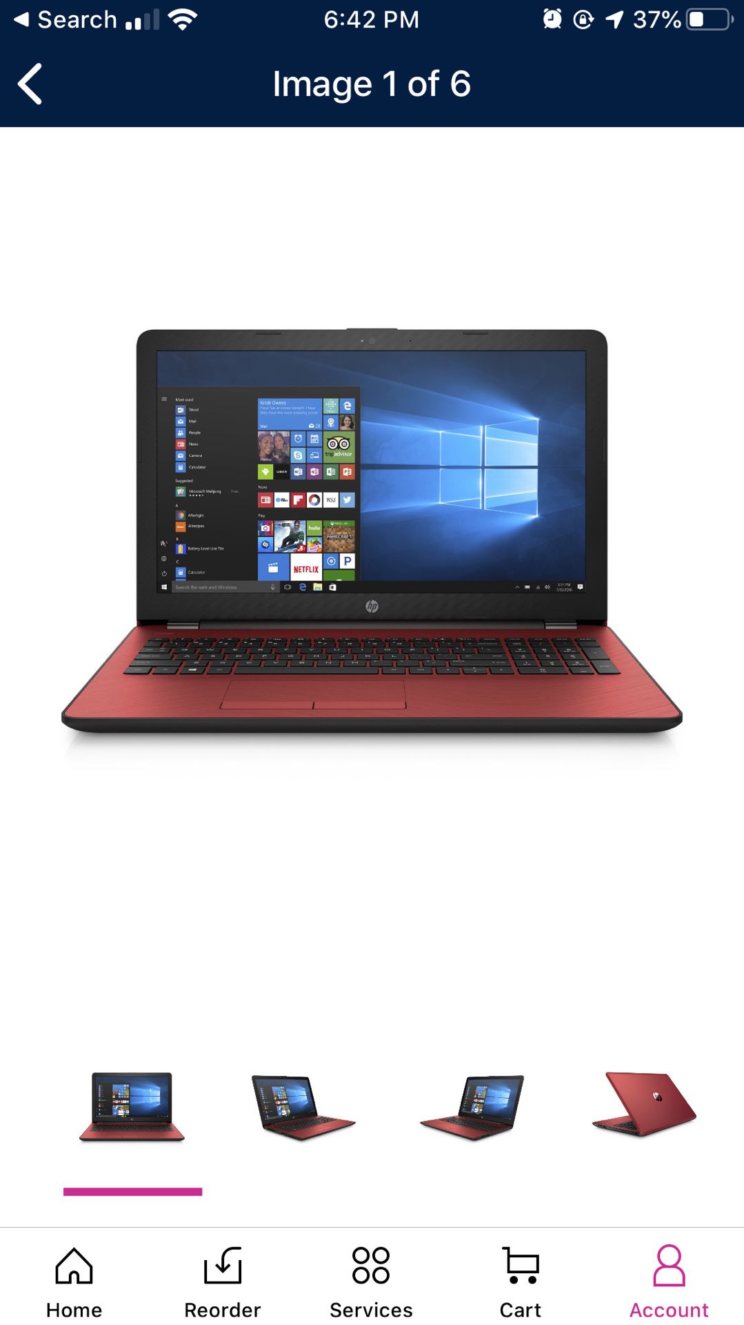 HP Pavilion 15.6" Laptop Red Intel 2.3GHz 4GB RAM 500GB HDD DVD Win 10 EXC COND!