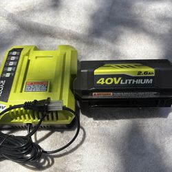 Ryobi 40v Battery & Fast Charger-New/Unused-Came w Tool Purchase and I Have A Set