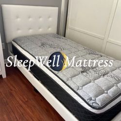 Twin Size Bed Frame With Pillow Top Mattress Included 