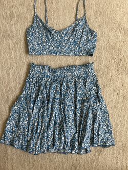 Cute Blue Floral 2 Piece 