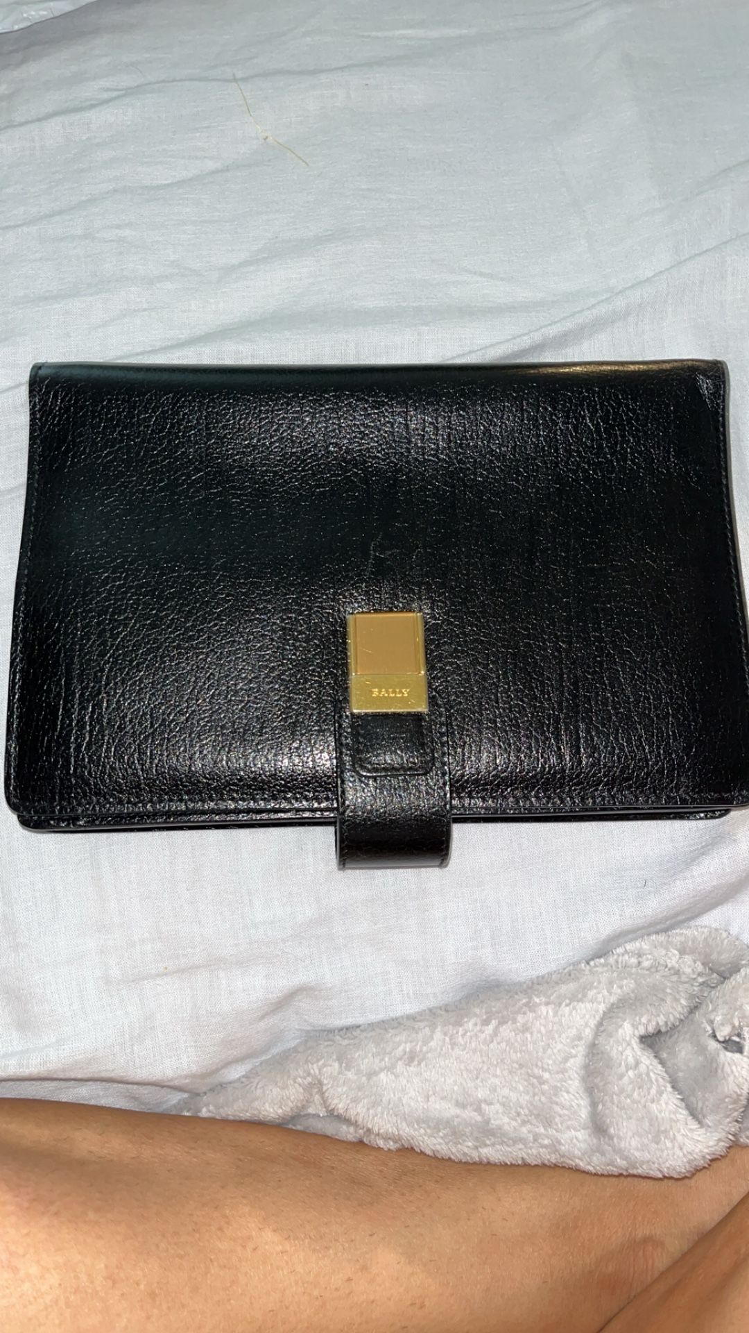 Rare Vintage black Bally leather briefcase with gold hardware