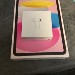 iPad 10 Generation 10. 9  Screen In Pink With AirPods 