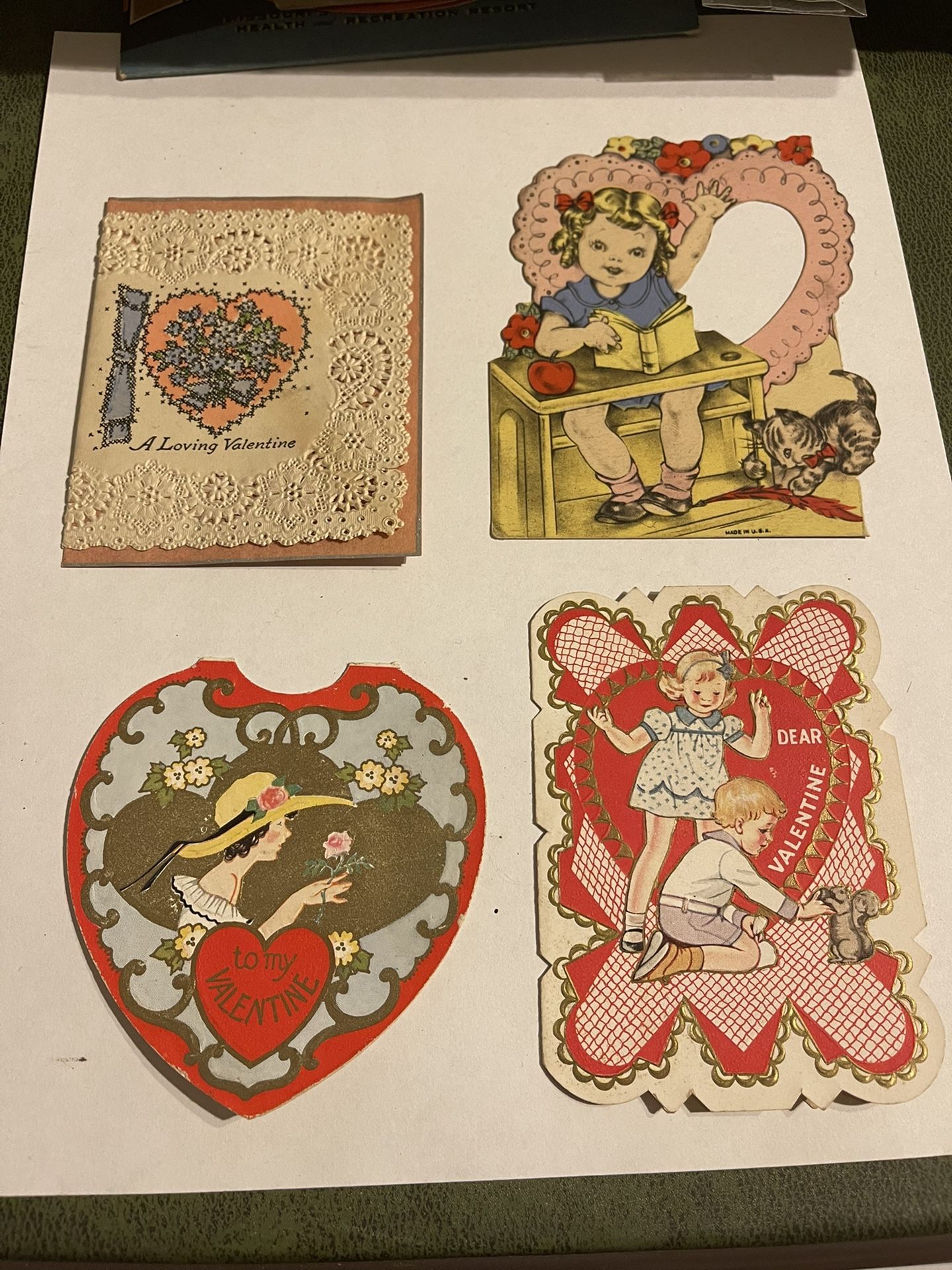 lot of 4 vintage valentine cards