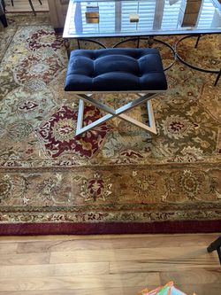 Black velveteen tufted bench