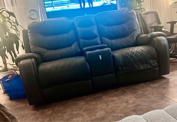 Gray leather sofa recliner