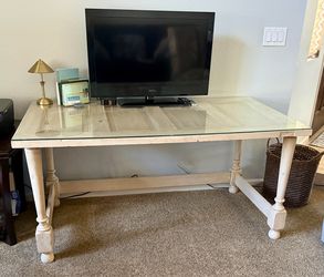 Custom Desk with Glass Top