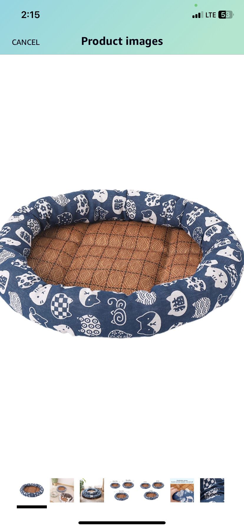 20*20 Inch Wicker Dog Bed with Linen Cushion for Small Medium Large Dogs & Cats Woven Handcrafted Indoor House Home Pet Couch Washable Round Pillow Th