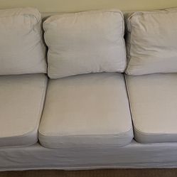 Natural Beige / White 3 Cushion Couch
