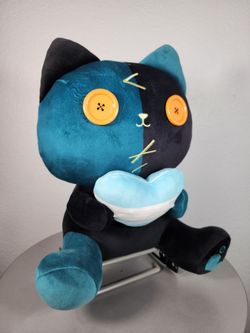 14" Fukuya Patch Friends Heart Keeper Green Black Cat Plush