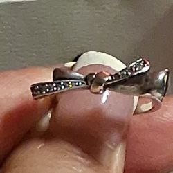 Pandora Authentic Brand New Sterling Silver Brilliant Long Bow Ring Size 7