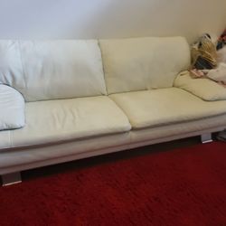 White Italian Leather Couch