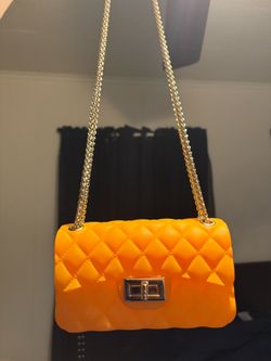 Orange quilted purse