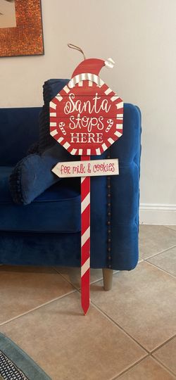 Santa Stop Here Yard Stake Or Door Decor