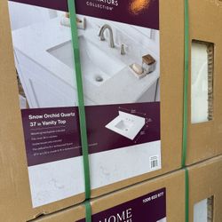 Brand New 37” Quartz Vanity Top w/ Sink – Snow Orchid