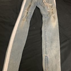 Pacsuns Stretch Jean  joggers With White Stripe And Zipper Tapered 