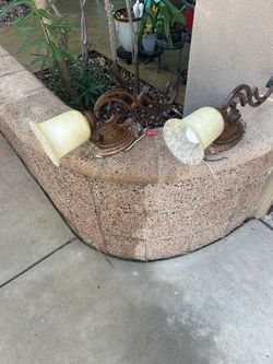Bronze Wall Sconces with Glass Shades – Set of 2