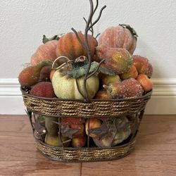 Fall Artificial Squash & Apples With Frosted Surface