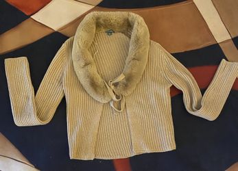 Women's Wild Fable Faux Fur Collard Cardigan Top Size Large