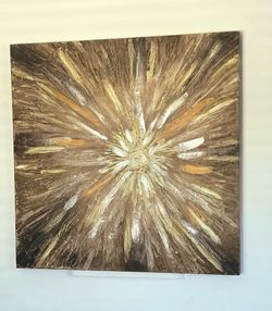 Gold Abstract Reflective Textured Mixed Media on Canvas 30x30