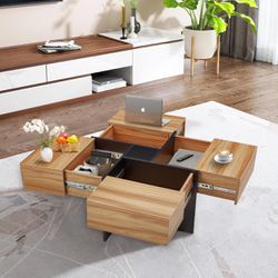 Wood Coffee Table, Coffee Table with Storage