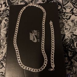 925 White Gold Filled Chain With Bracelet