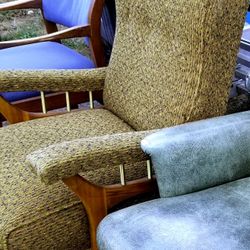 Vintage Mid Century Fabric Lounge Chair Rocker