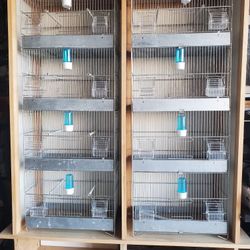 2 Four Stack Cages + Wooden Encasing On Caster Wheels 