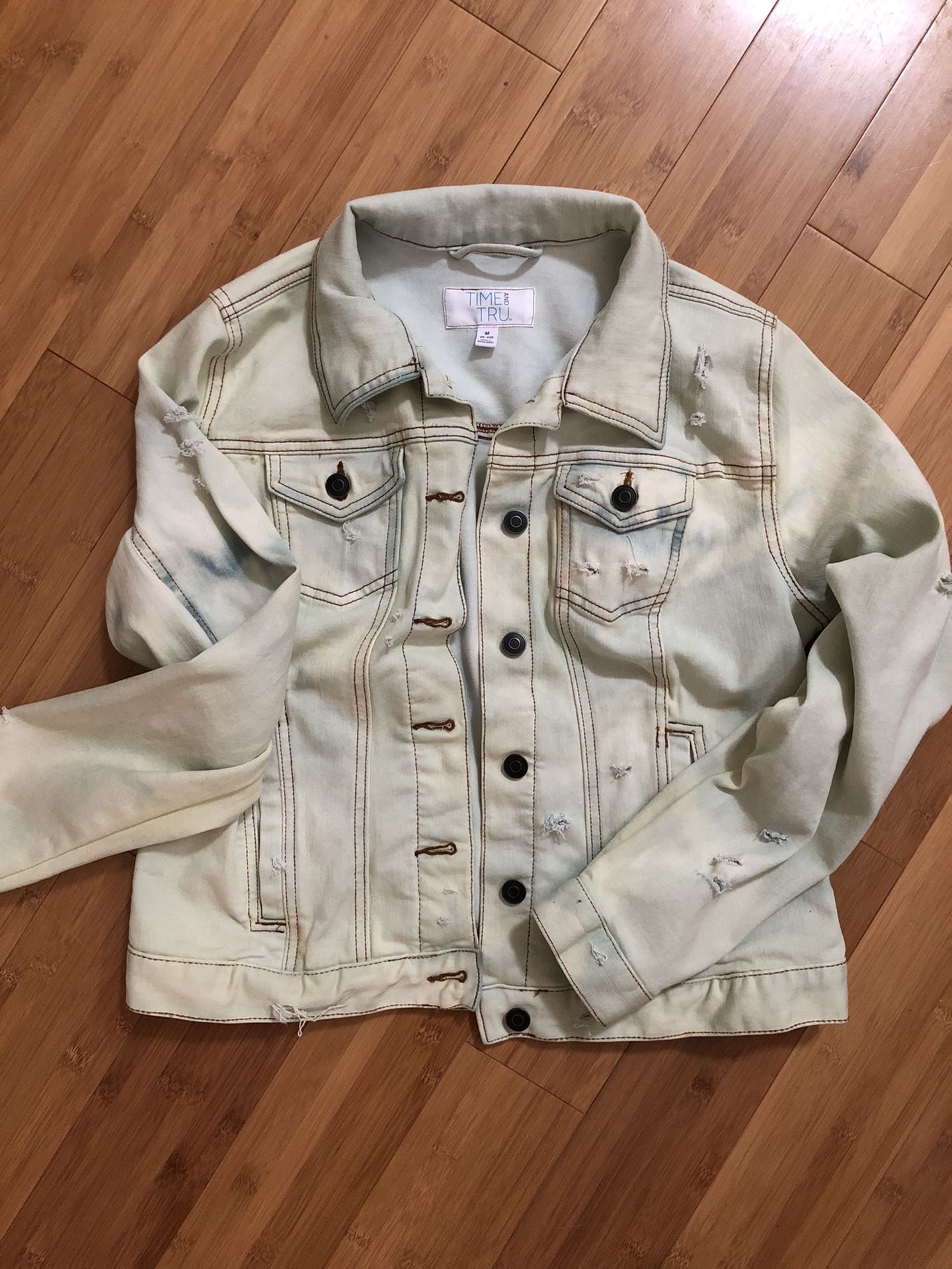 Distressed jean jacket