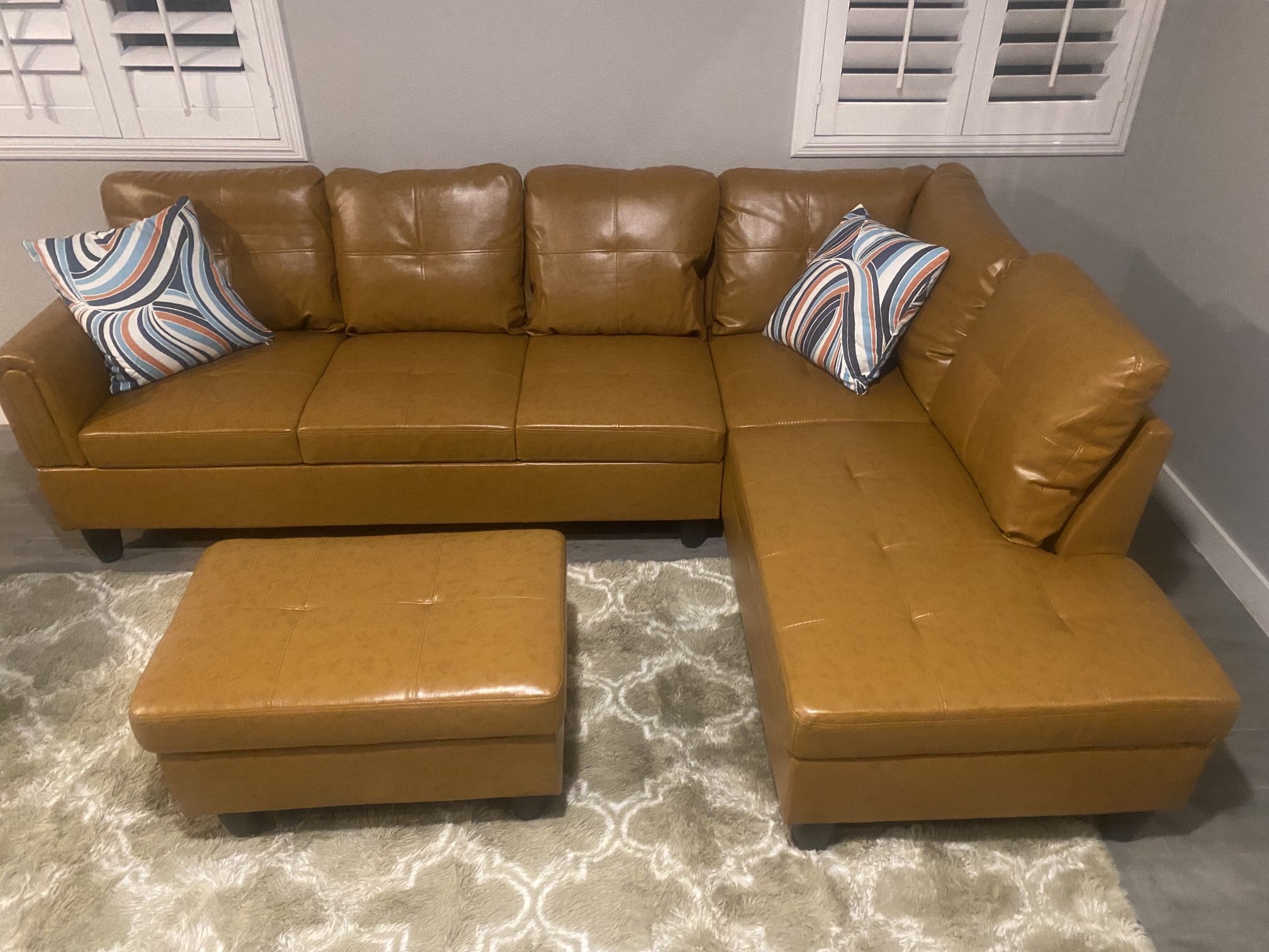 Ginger Sectional Couch Set w/ Ottoman (Right or Left Chaise)