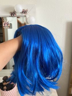 Blue wig