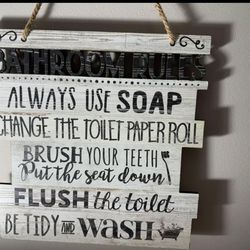 Restroom Rules Wall Hanging Frame!