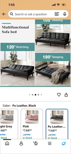 free used black leather couch