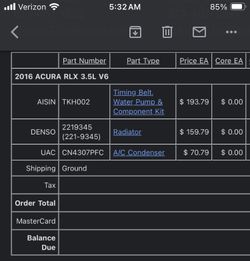 2014-2019 Acura RLX Radiator and AC Condenser… Brand New… Need For RDX, Can’t Return