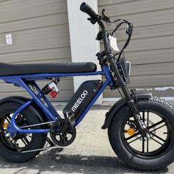 MEELOD T16 Dual Suspension 500W 45 Miles Range Electric Bike In Blue