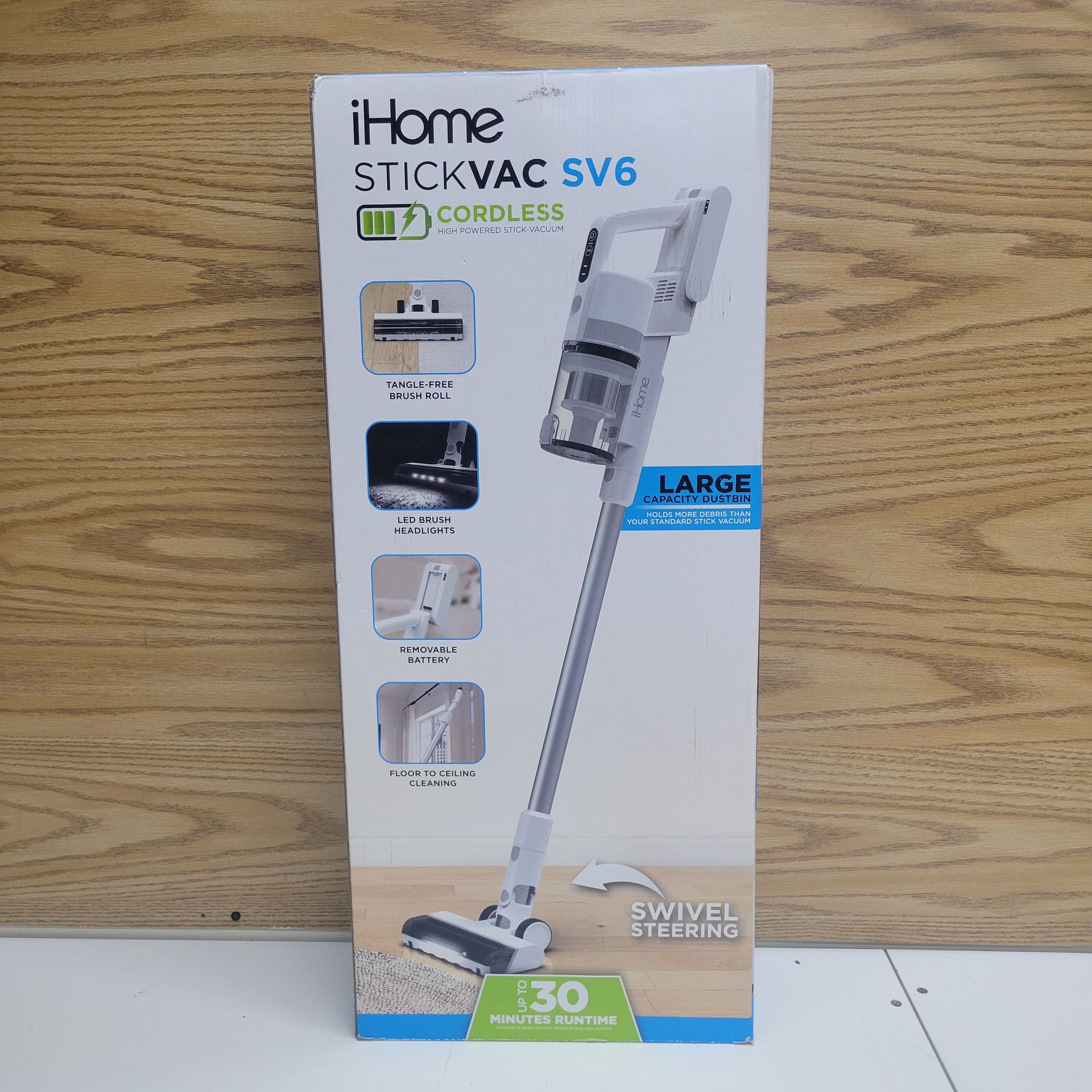 iHome StickVac SV6 Cordless High Powered Stick Vacuum Swivel Large