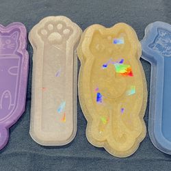 Set of 4 cat-themed silicone resin molds