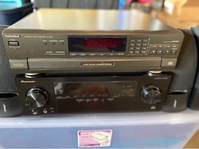 Pioneer HDMI receiver, Bose wall mount speakers, Technics CD Player