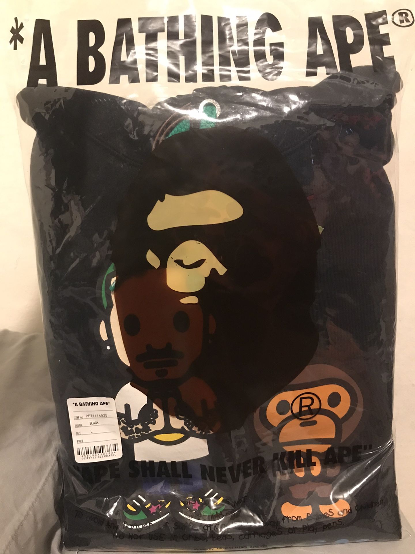J Balvin x BAPE pullover hoodie size L
