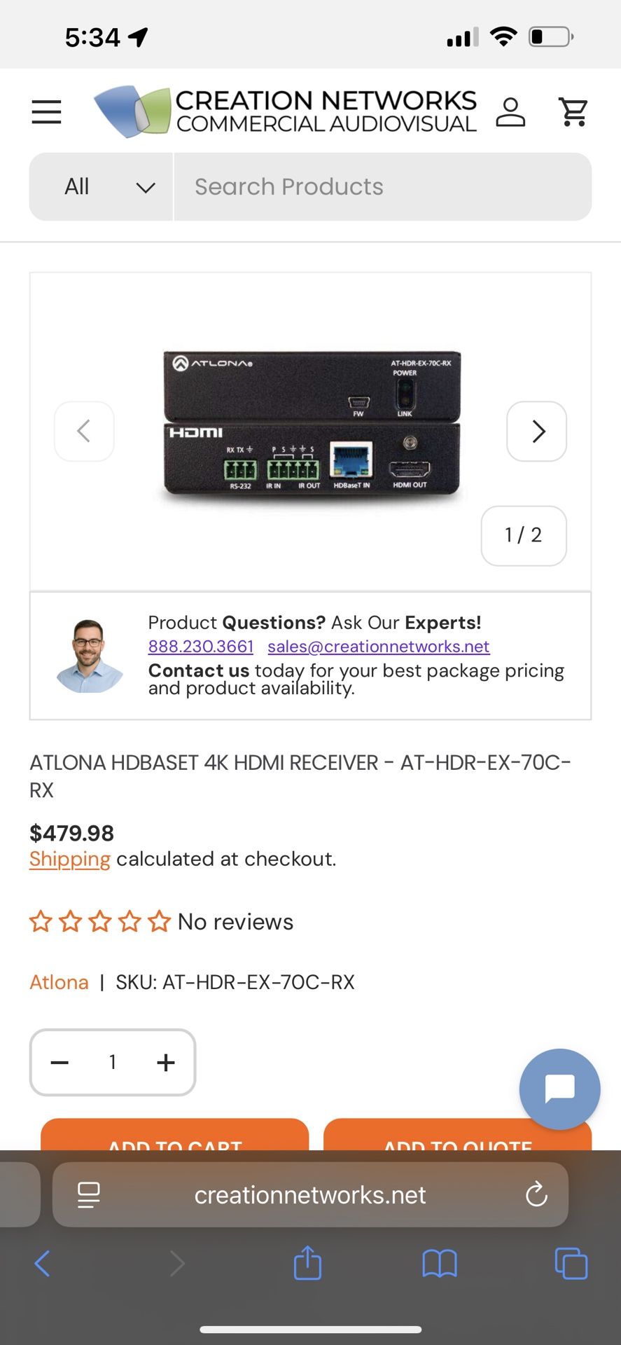 Atlona 4K/UHD HDMI Over HDBaseT Receiver with Control and PoE (AT-HDR-EX-70C-RX) 