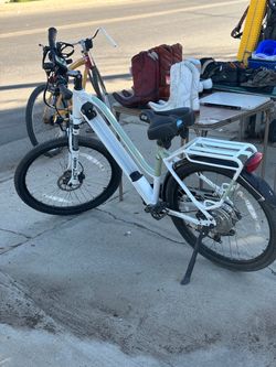 White Electric Step-Through E-Bike