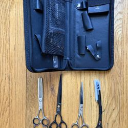Matsui Precision Barber Shears Pro Kit (Limited Edition Matte Black, 7”) – Full Setup