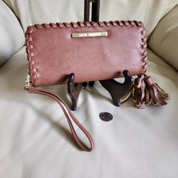 Steve Madden,  Like New, Large Wallet, Wristlet, Clutch In Faux Brown Leather Elegant Design.