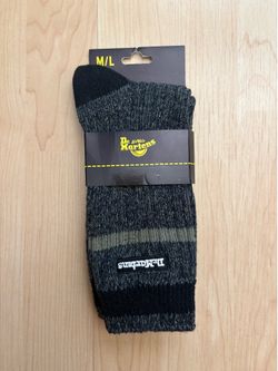 NEW Dr Doc Martens 95% Cotton Black/Grey Marled Boot Socks size M/L
